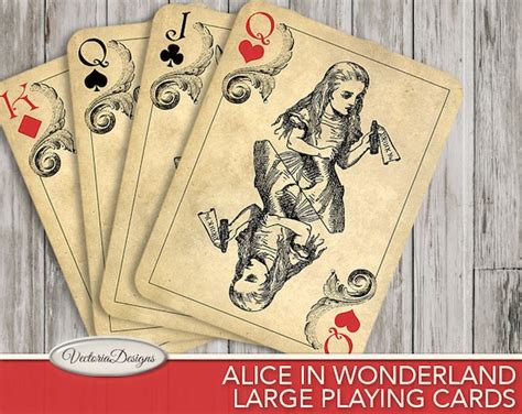 Large Alice In Wonderland Playing Cards Alice In Wonderland Etsy