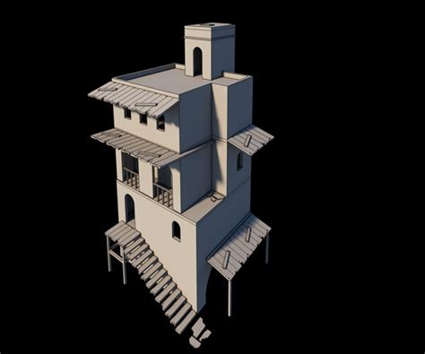 Artstation Old 3 Level House 3d Game Assets