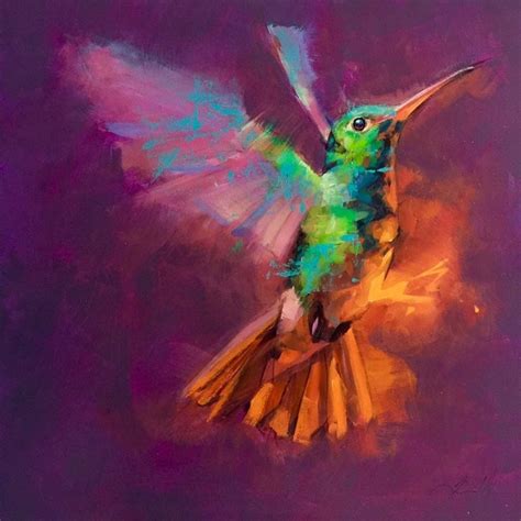 Hummingbird Painting Acrylic Abstract Painting Acrylic Modern Pastel