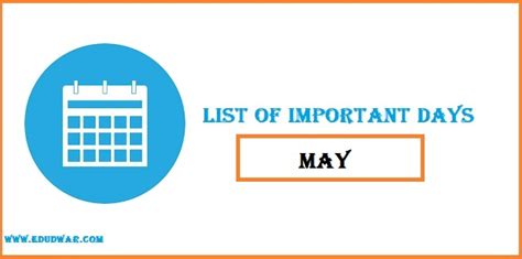 Important Days In May 2024 National And International Special Days