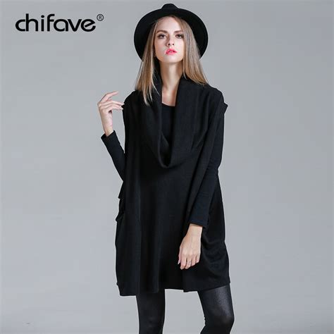 Chifave Elegant Sleeveless Cloak Dress Women Pile High Lapels Dresses New Casual Loose Pockets
