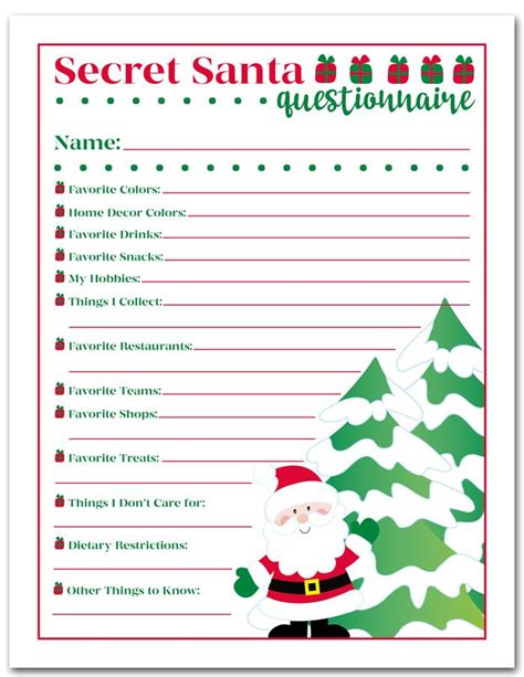Free Printable Secret Santa Questionnaire Artofit