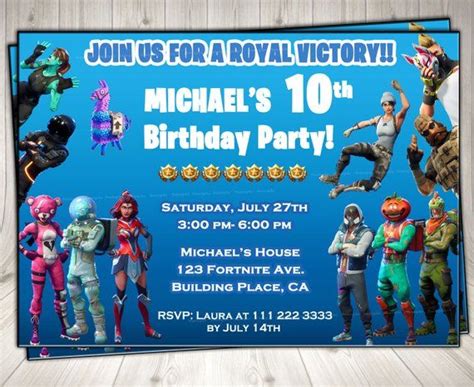 Fortnite Invitation Fortnite Birthday Party Fortnite Invitation