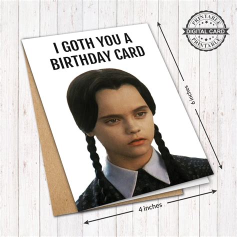 Paper And Party Supplies Instant Download Morticia Addams Funny Birthday Card Birthday Cards