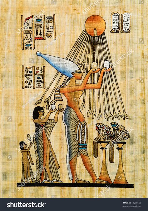 It lacked a central authority, with major tefnut was one of the primordial egyptian gods. Akenathen, Nefertiti And Meritaton Making A Water Offering To Aton (Re) Copy Of A Relief In ...