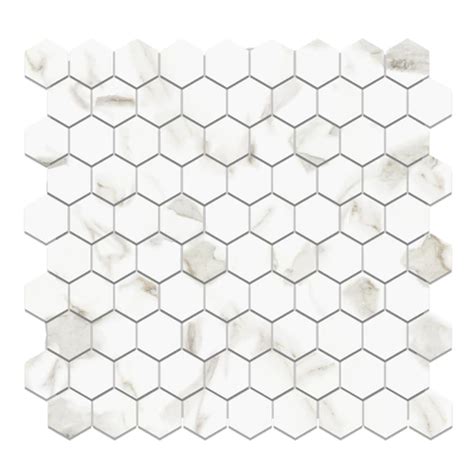 Calacatta Gold Italian Marble 1 Hexagon Mosaic Tile Honed Hexagonal