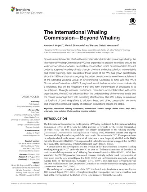 Pdf The International Whaling Commission—beyond Whaling