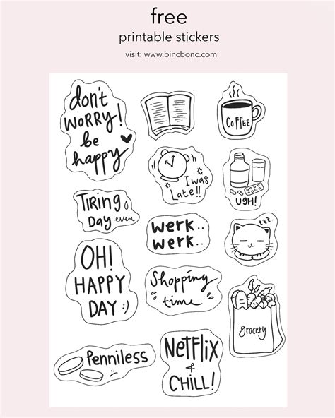Black And White Journal Stickers Printable