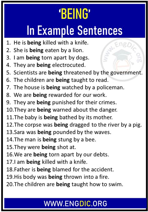 20 Sentences Using ‘being Being In Example Sentences Engdic