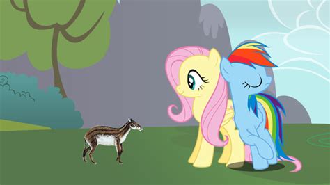 Fluttershy And Rainbow Dash Meets An Ancestor By Arcgaming91 On Deviantart