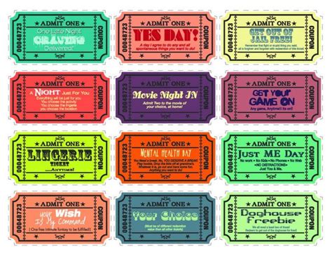 40th Birthday Coupons For Him Printable Free
