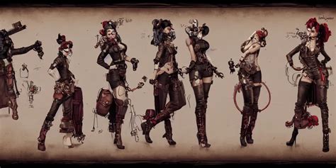 Steampunk Harley Quinn Character Sheet Concept Stable Diffusion