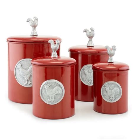 Shop for kitchen canister sets online at target. Kitchen Canister Set 4 Piece Red Rooster Food Storage ...