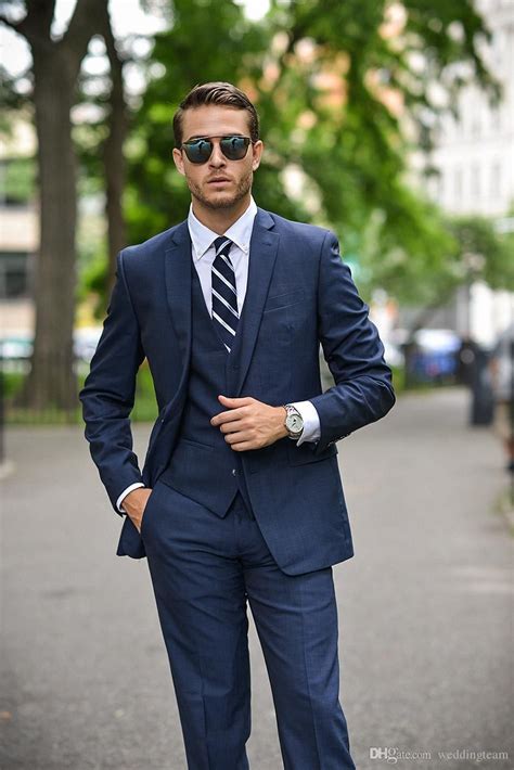 Navy trousers check motion flex slim fit suit. Navy Blue Handsome Wedding Tuxedos Slim Fit Suits For Men ...