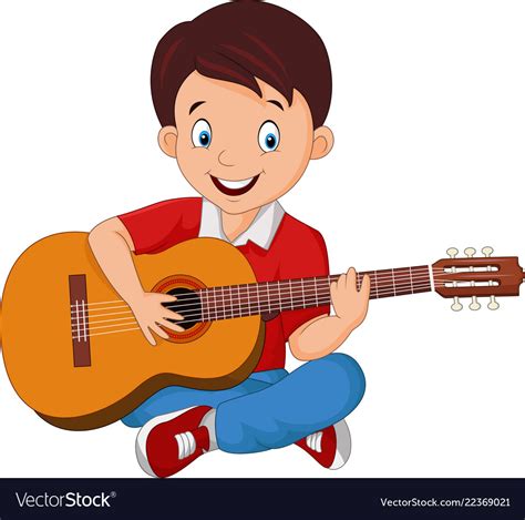 Cartoon Boy Playing Guitar
