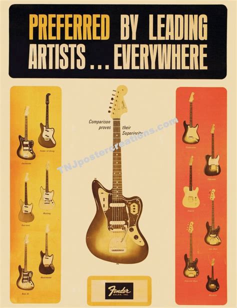 1965 Fender Guitar Dealer Promotional Poster Full Line Of Fender