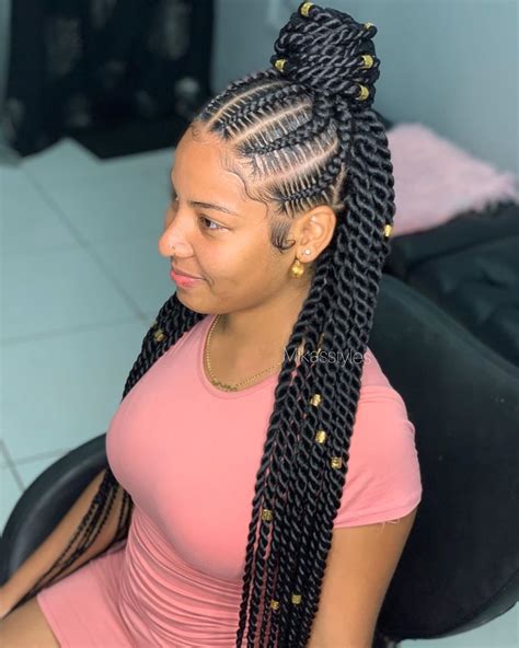 View 25 Black Hair Half Up Half Down Box Braids Cornrows Factbusstock