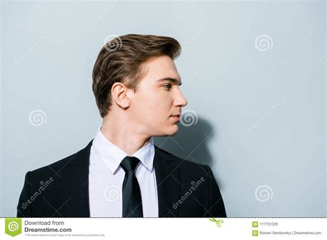 Success Concept Side Profile Photo Of A Young Handsome Man In A Stock