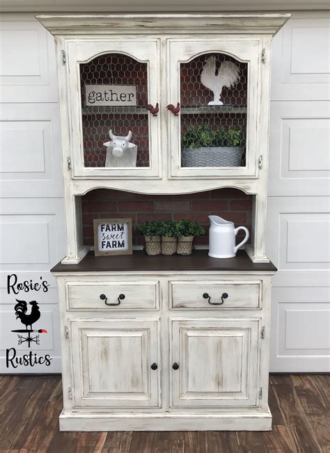 Painted Rustic Farmhouse Hutch With Brick Backer Rustic Country Decor