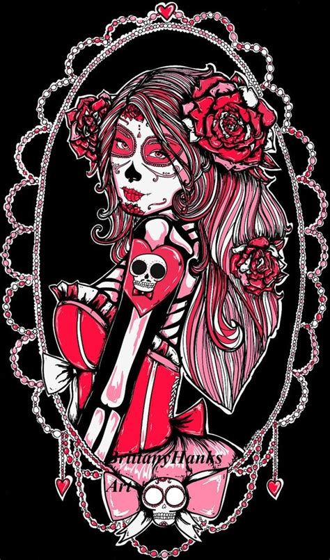 Items Similar To Day Of The Dead Pin Up Girl Art Print Dia De Los