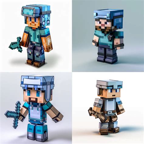 Minecraft Thematic 3d Model Player With Helmet Journeyart