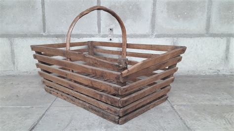 French Garden Trug Basket French Harvest Basket Wooden Slat Etsy Canada