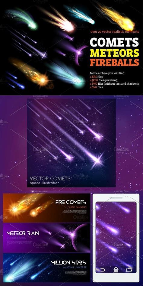 Comets Meteors And Fireballs Space Illustration Fireball Comet