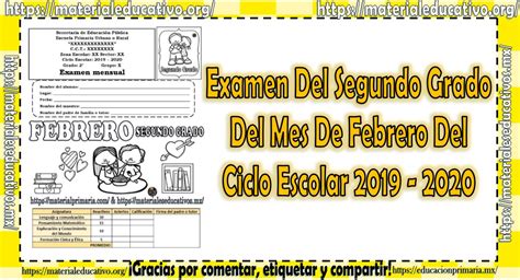 Examen Del Segundo Grado Del Mes De Febrero Del Ciclo Escolar 2019