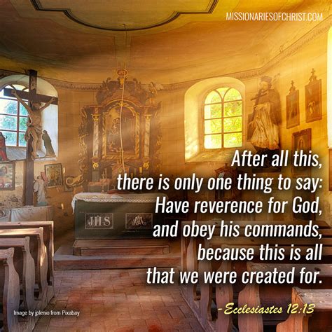 Bible Verse On Having Reverence For God Missionaries Of Christ