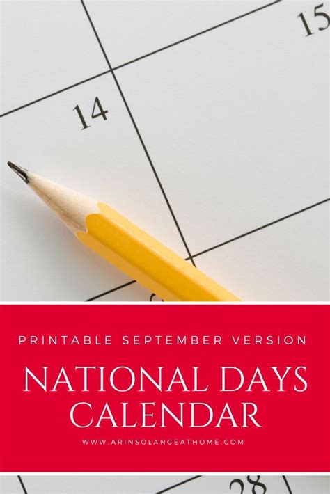 September National Days Calendar National Holiday Calendar National