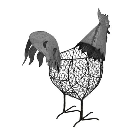 Metal Chicken Wire Decorative Standing Rooster Shelf Baskets Tanga
