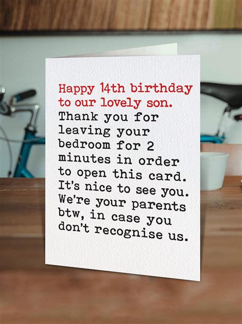 Funny 14th Birthday Card For Son Cheeky Son Cards Etsy