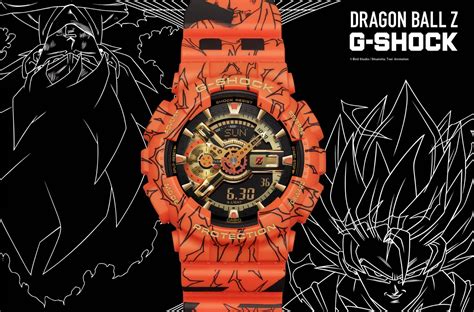 The orange body and watch bands are covered in dragon ball illustrations and graphic elements, including scenes of training and growth of son goku. G-Shock présente sa montre en hommage à Dragon Ball Z - Mr ...