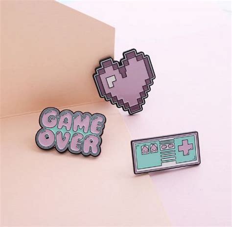 3pcs Gamer Girl Pixelate Enamel Pins By Pikidoo On Etsy Enamel Pins