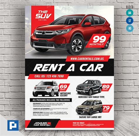 Car Rental Promotional Flyer Design Psdpixel