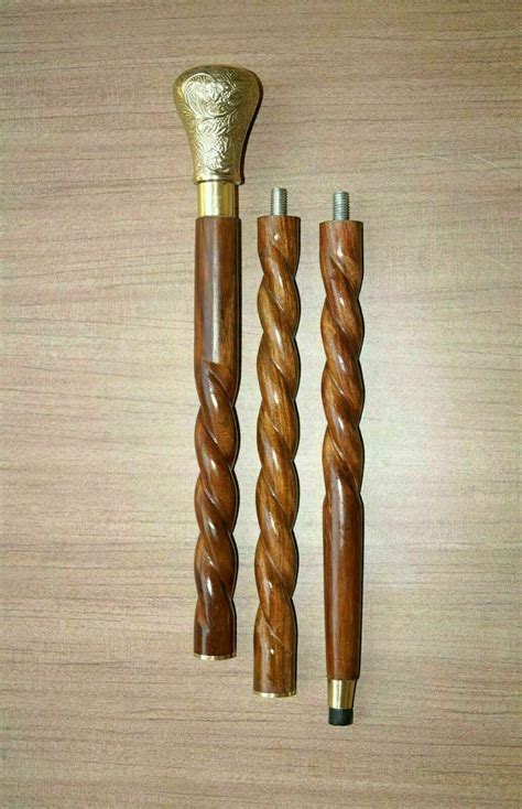 Brass Handle 37 Sticks In Natural Wood Elegant Etsy