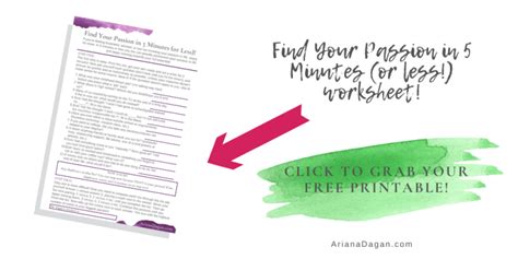 How To Find Your Passion In 5 Minutes Or Less Free Worksheet