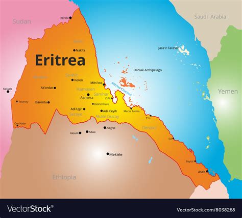 Color Map Of Eritrea Royalty Free Vector Image
