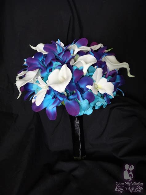 dress my wedding galaxy orchid and turquoise bridal bouquet