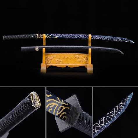 Handmade High Manganese Steel Blue Blade Japanese Samurai Katana Swords