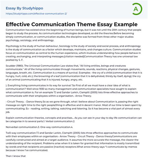 Effective Communication Theme Essay Example