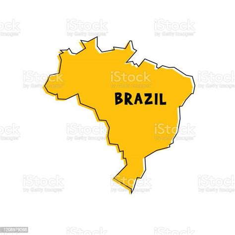 Simplified Map Of Brazil Fill And Stroke Are National Colours Stock