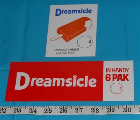 Vintage Dreamsicle Ice Cream Bars Retail Advertising Sign Card Lot X2
