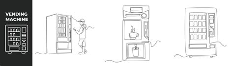 Continuous One Line Drawing Vending Machine Set Concept Smart Boy Use