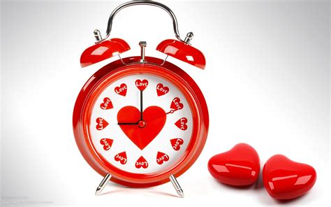 Love Romantic Time Alarm Clock Red Hearts Hd Widescreen Wallpaper