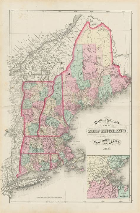 Middlesex County Massachusetts 1871 Map By Walling And Gray Etsy