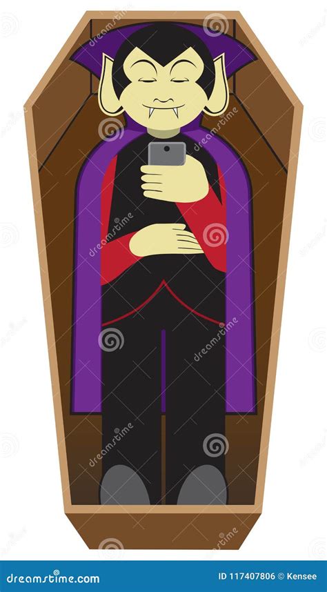 Vampire With Cell Phone Stock Vector Illustration Of Lying 117407806