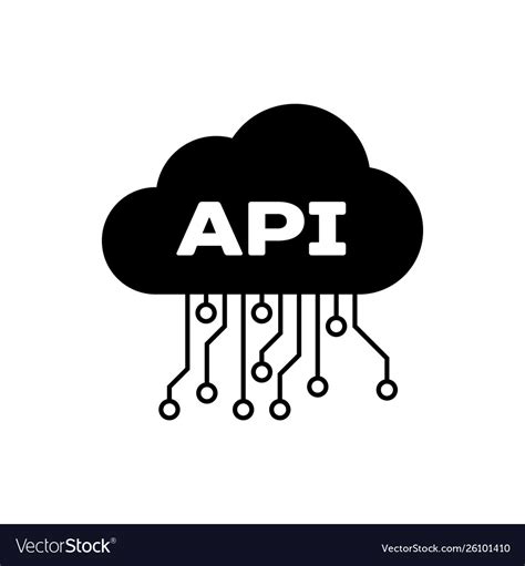 Black Cloud Api Interface Icon Isolated Royalty Free Vector
