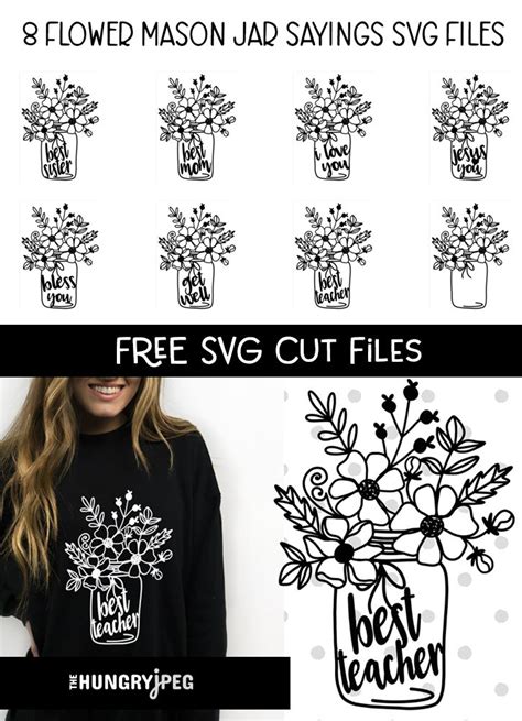 Free Mason Jar Flower SVG | Flower svg, Mason jar flowers ...