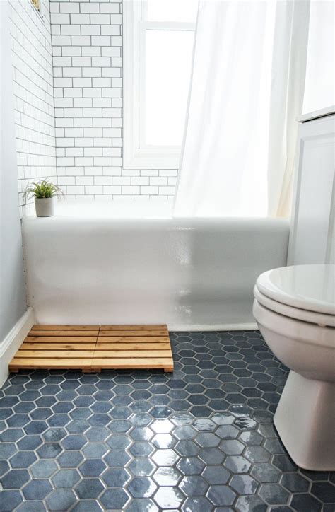 Blue Hexagon Floor Tile Bathroom Bette Fort